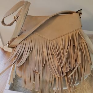 NWOT Boho fringe style vegan leather crossbody bag
